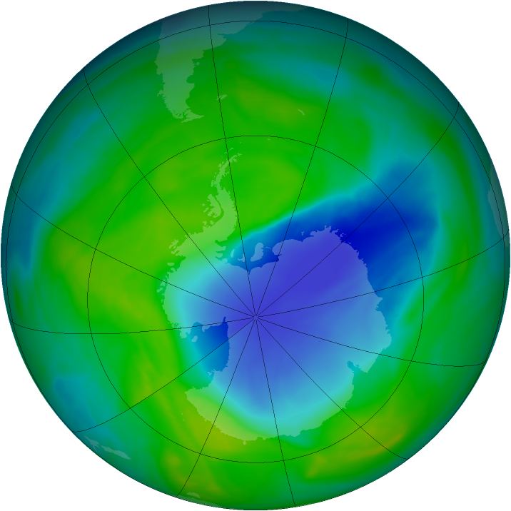 Antarctic ozone map for 10 December 2007